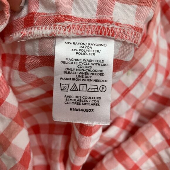 Loft Ann Taylor Gingham Button Up Shirt Women Petite XSP Extra Small Shirttail - Picture 9 of 12
